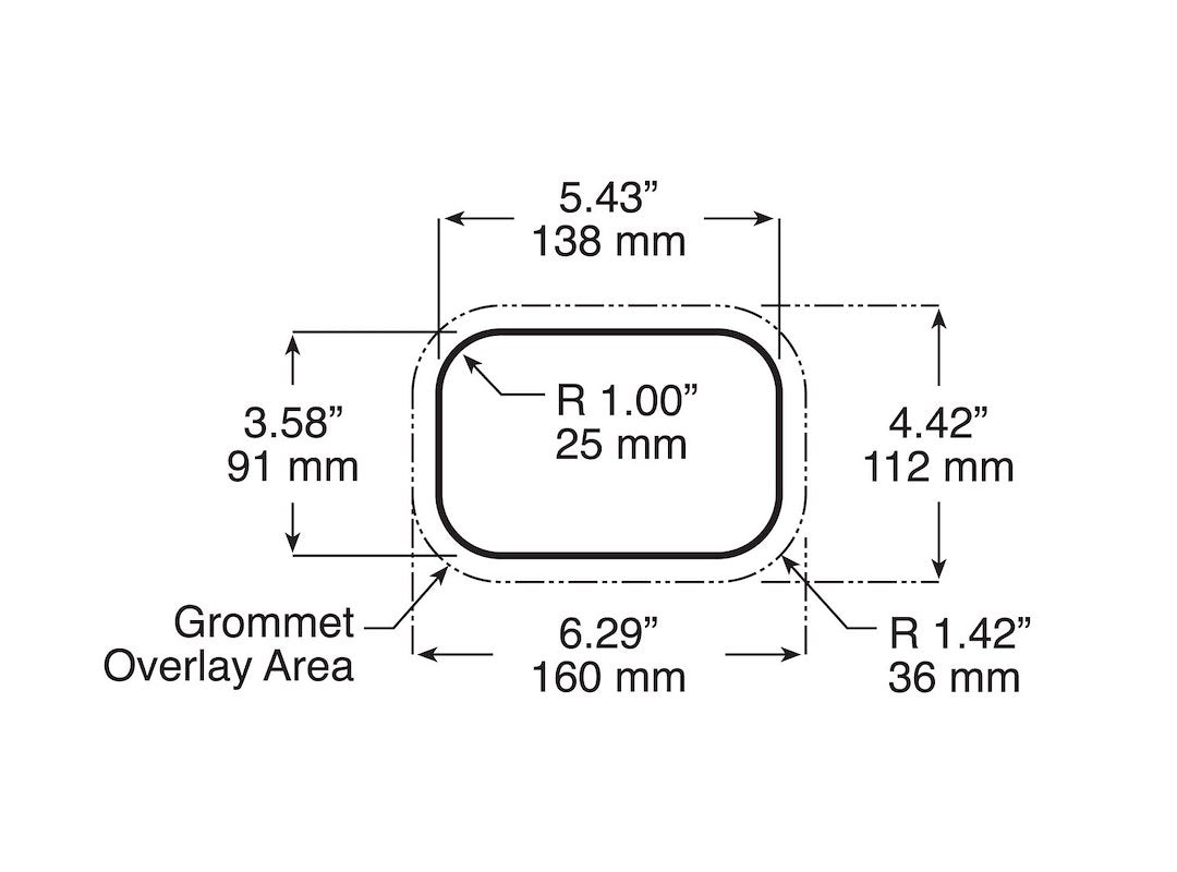 Peterson MFG Limited Lifetime Warranty Trailer Light Grommet 850-18 - Grom Rect Pvc Rub Flush Mnt 6.29 X4