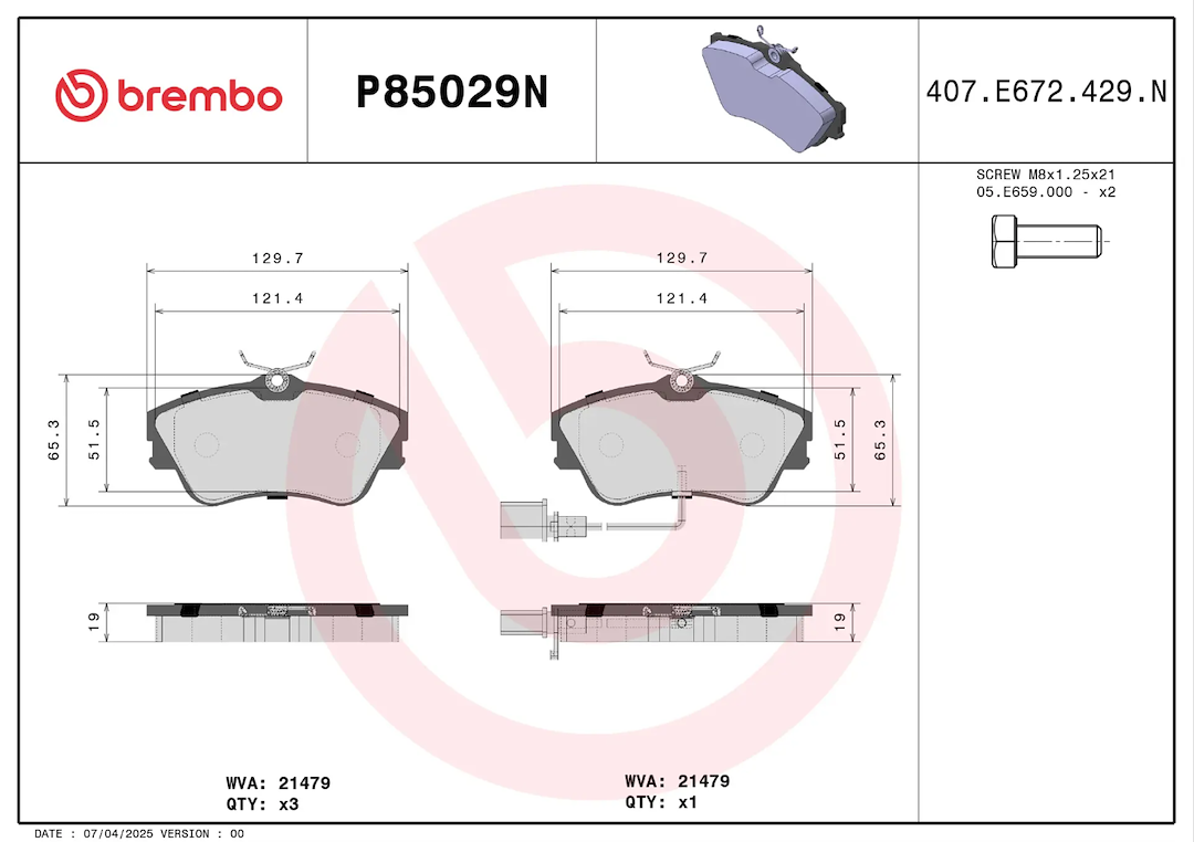 Brembo Premium Low-Met OE Equivalent Pad Brake Pad P85029N - Disc Set