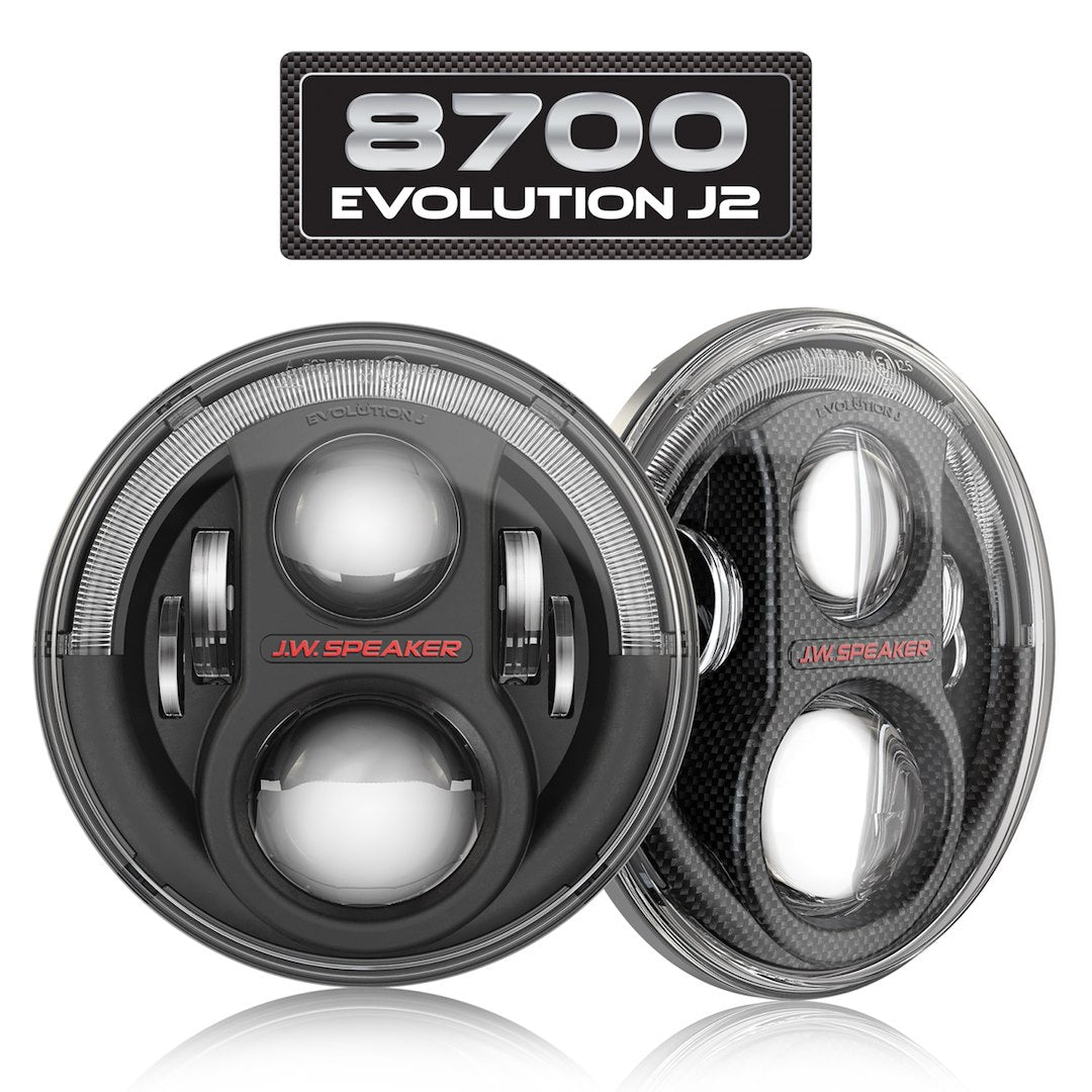 JW Speaker No Anti-Flicker Harness Required Headlight Assembly 0554563 - Black 8700-Evoj2-12V Ece Lht Set