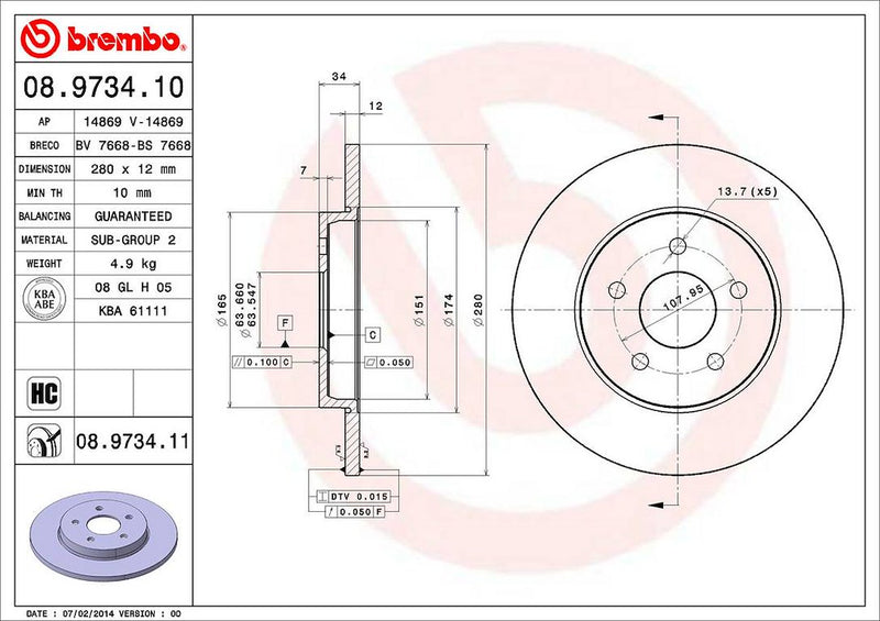 Brembo Components Not Hazardous To Health Brake Rotor 08973411C02 - Disc
