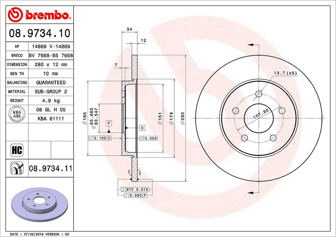 Brembo Components Not Hazardous To Health Brake Rotor 08973411C02 - Disc