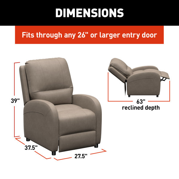 Lippert Comp Easy-To-Clean PolyHyde Material Chair 2024044213 - Pushback Recliner Driftwood