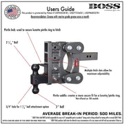 GEN-Y Hitch Heavy-Duty Rubber Torsion-Flex Cords Trailer Hitch Ball Mount GH-1115 - Boss Torsion-Flex 2.5 Shank