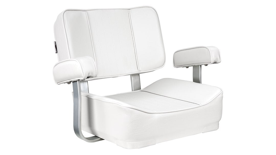 Springfield Armrest Supports And Cushions Boat Seat 1040002 - White Deluxe Captain Chair-White