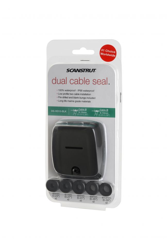 Scanstrut Designed For Two Cables Cable Gland DS-HD10-Black - Black DS-HD10-Black Horizontal Double DS-HD10-BLK