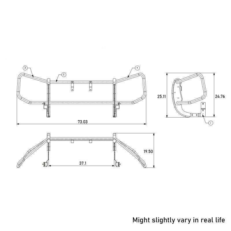 Black Horse Mandrel-Bent Tubing Bumper Guard 15TYR4A-19 - Front Runner