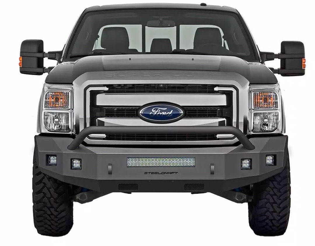 Steelcraft Convenient D-Ring Shackle Mounts Bumper 71-11390HP - 23-24 Ford Super Duty Textured Bla
