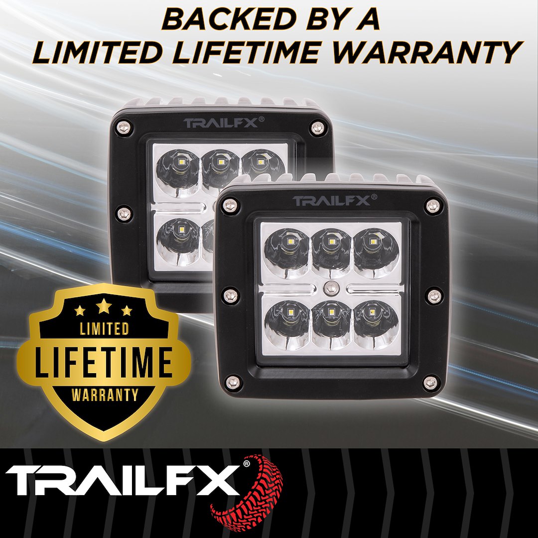 Trailfx Limited Lifetime Warranty Driving/ Fog Light 3X2S2 - 3X2 Pod 6X3W SP PR BK Cvr