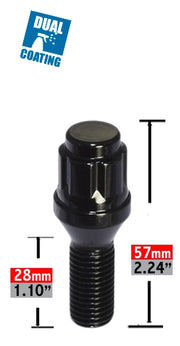 Revolution One Piece Solid Design Lug Bolt 63K548-28Black - Blt M14X28 20 BK 63K548-28BLK