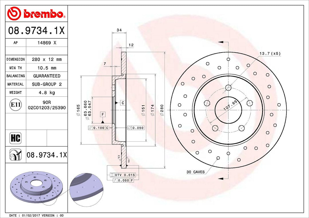 Brembo 0897341XC02 Brake Rotor