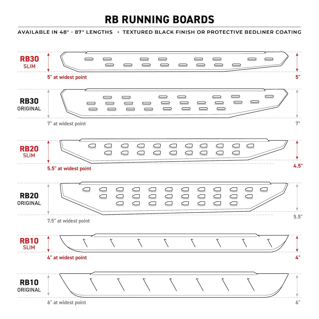 GO Rhino No-Drill Installation Latest Raptor-Inspired Style 69400087PC - RB20 Running Boards