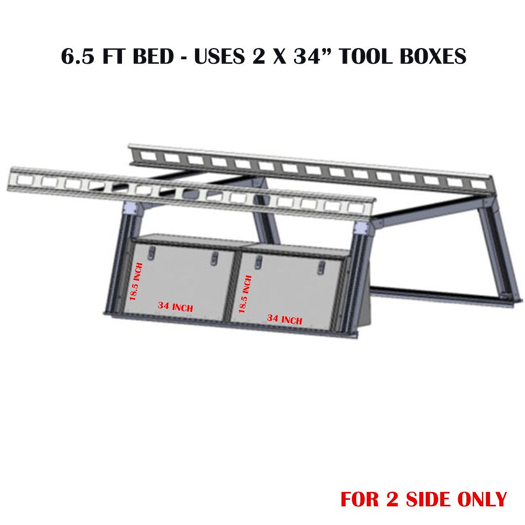 Black Horse No Drilling Required Ladder Rack CSFRHD65BTX2 - Base K2 Over Cab Tool Box