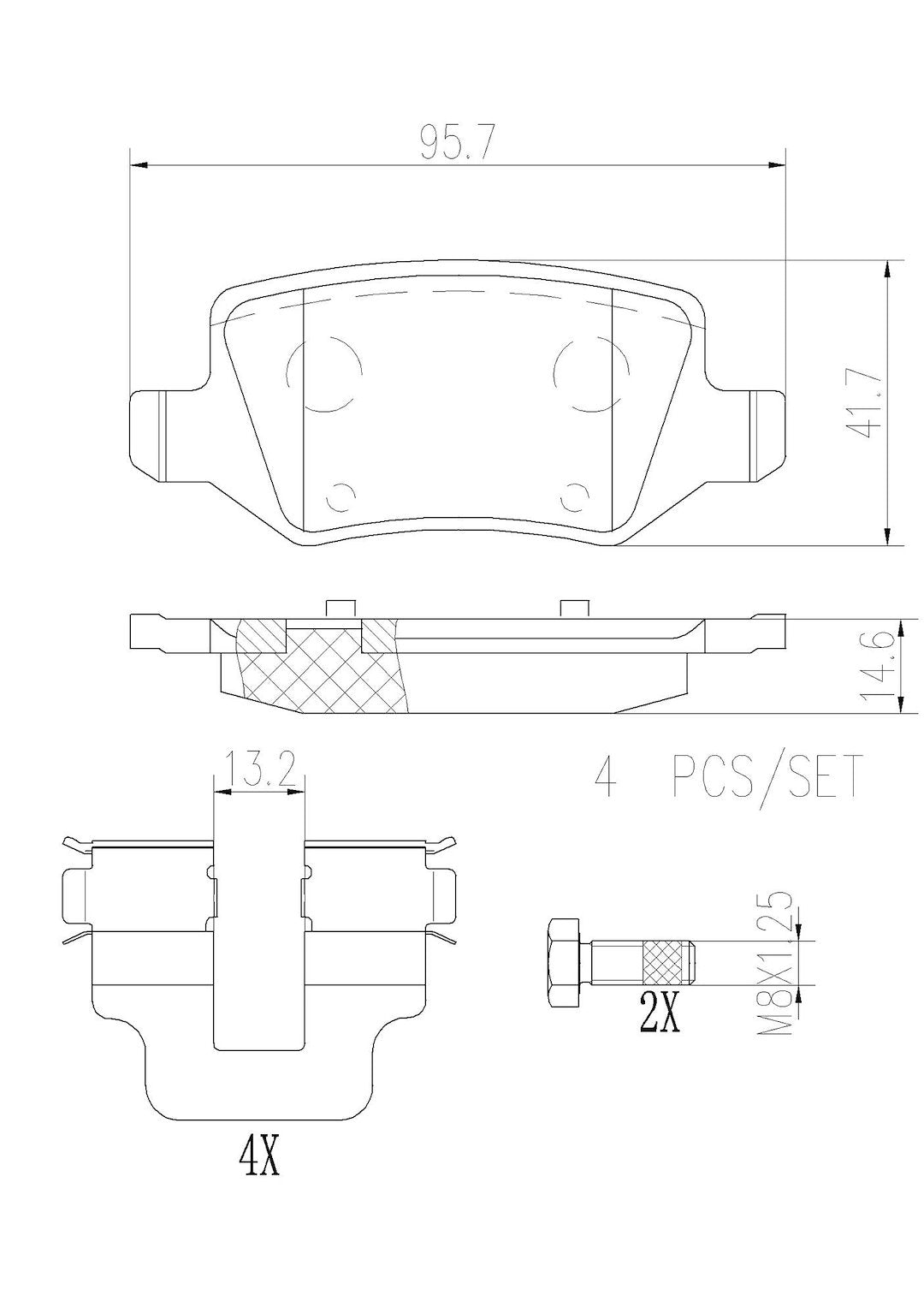 Brembo Premium Low-Met OE Equivalent Pad Brake Pad P50090N - Disc Set