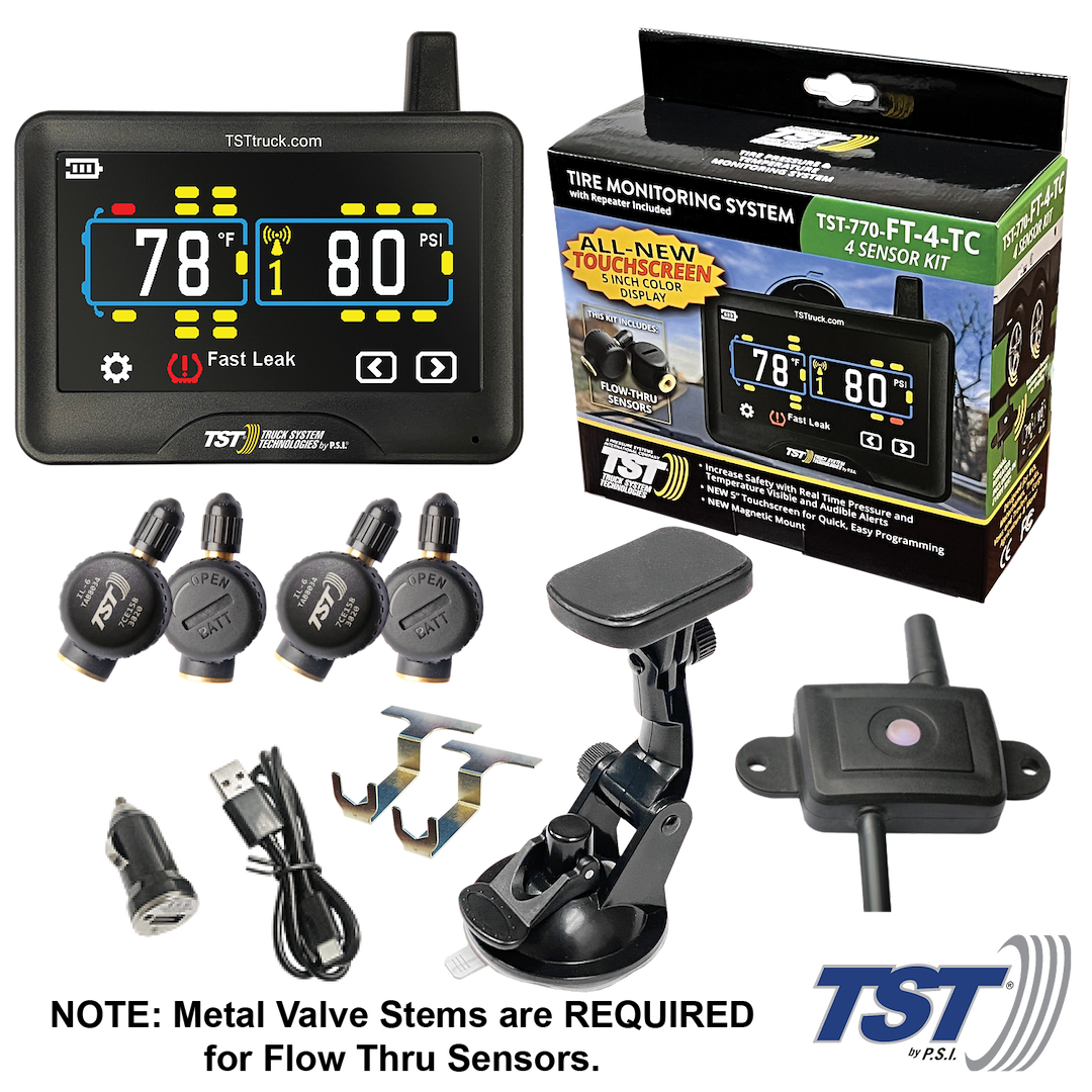 Truck SYSTMS Batteries Are User Replaceable Tire Pressure Monitoring System - TPMS TST-770-FT-4-TC - 770 Series Flow Th…