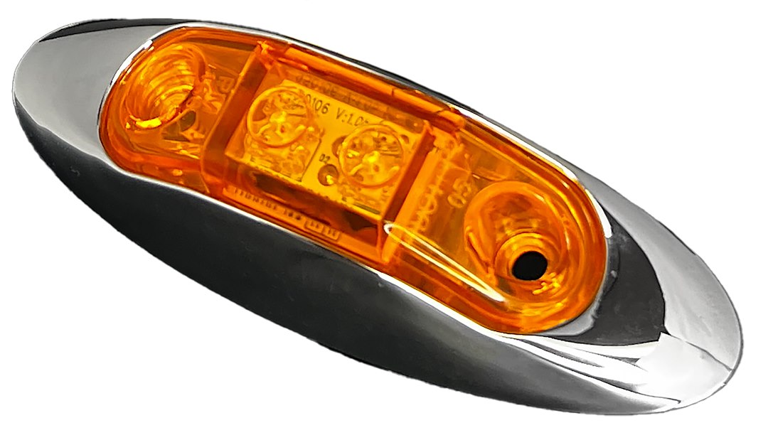 RV Designer Meets DOT Lighting Requirements Trailer Light L931 - Chrome Amber Oblong Bezel Led MA