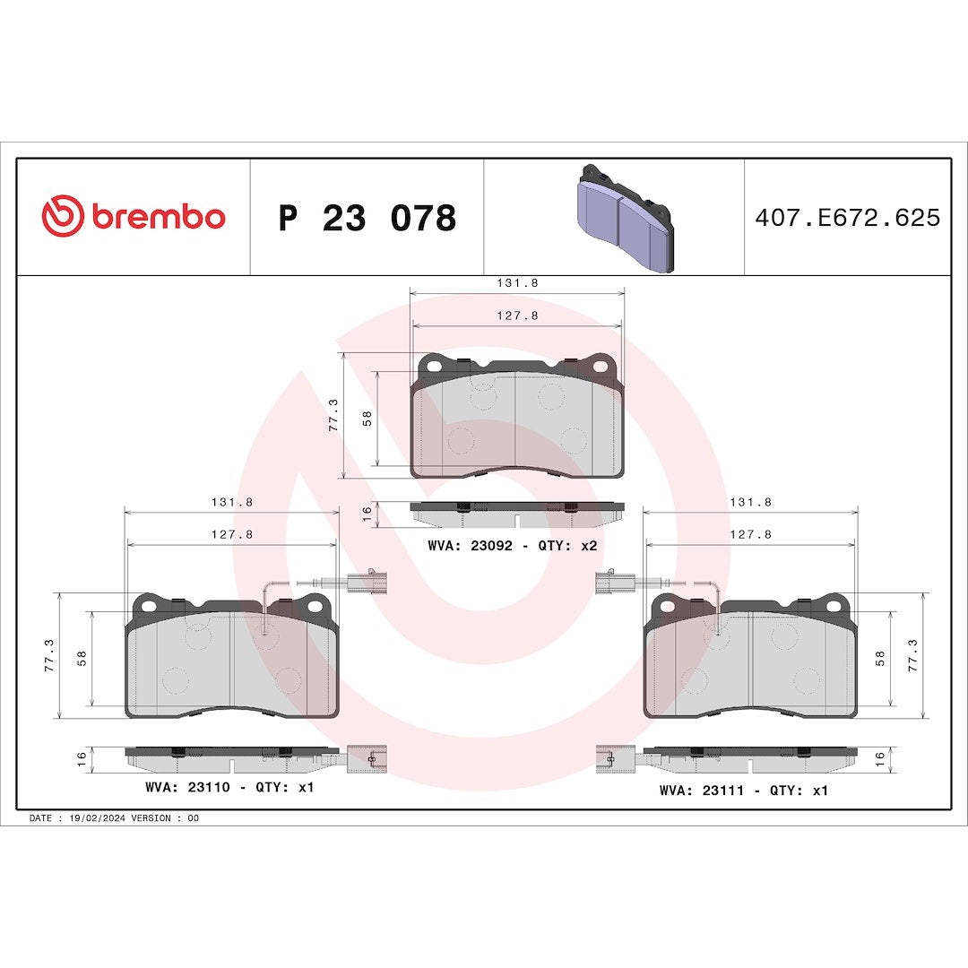 Brembo Premium Low-Met OE Equivalent Pad Brake Pad P23078 - Disc Set