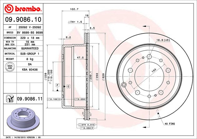 Brembo 09908611C02 Brake Rotor