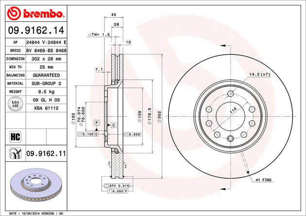 Brembo 09916211C02 Brake Rotor