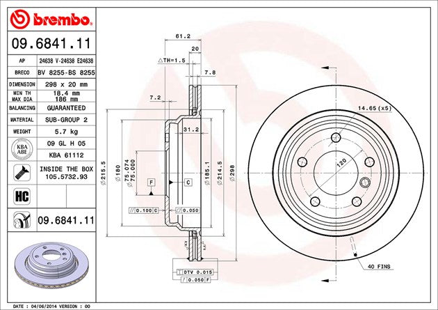 Brembo 09684111C02 Brake Rotor