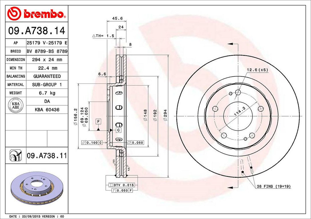 Brembo Components Not Hazardous To Health Brake Rotor 09A73811C02 - Disc