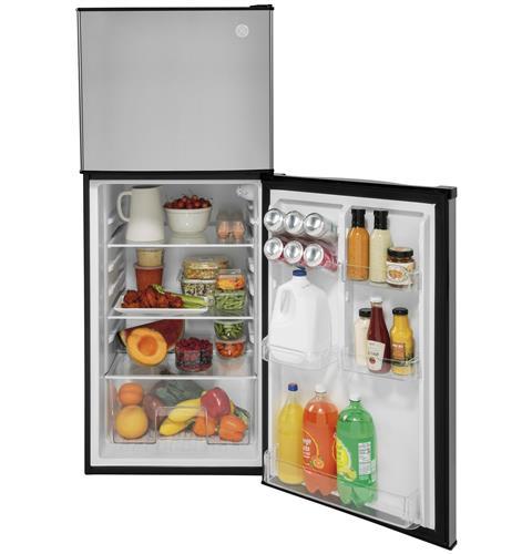 GE Appliance Deep Shelves And LED Lighting Refrigerator GPV10FSNSB-R - 9.8 CU. FT. 12V TOP-Freezer Refr