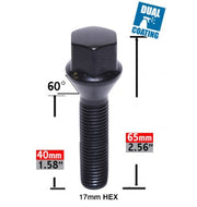 Revolution One Piece Solid Design Lug Bolt 84K556-40Black - Blt M17 M14X40 20 BK 84K556-40BLK