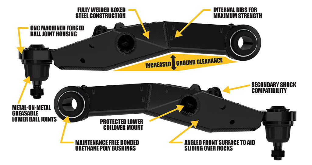 Icon High Clearance Stock Width Design Control Arm 54300 - 05-23 Tacoma Lower Arms