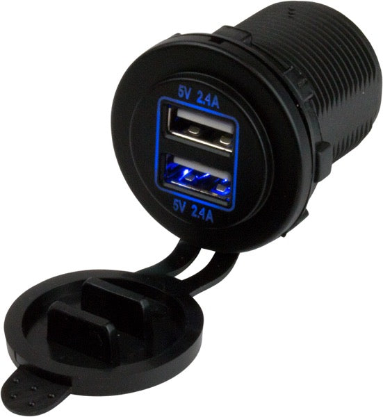 SEA DOG No Supplier Warranty USB Outlet 426515-1 - Round Dual Power Socket