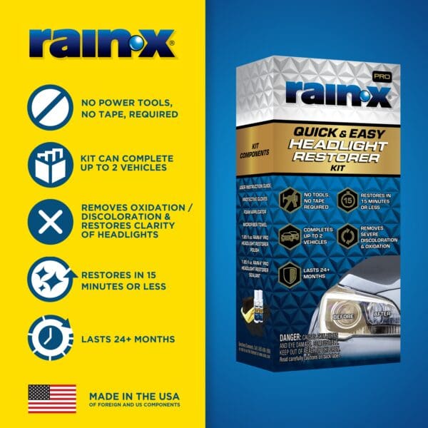 Rain X Graphene Shield Technology Headlight Restoration Kit 610200 - RX Pro Grphne HL Rst 6X1EA