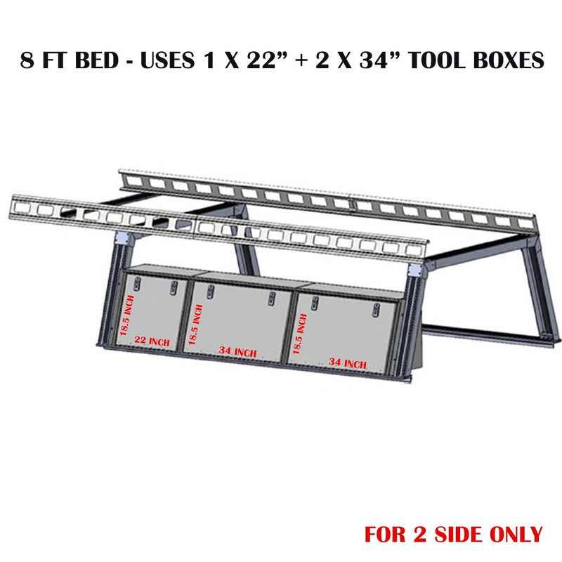 Black Horse No Drilling Required Ladder Rack CSFRHD8BTX2 - Base K2 Over Cab Tool Box