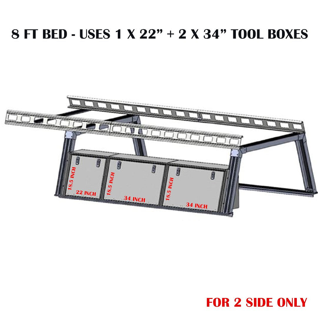 Black Horse No Drilling Required Ladder Rack CSFRHD8BTX2 - Base K2 Over Cab Tool Box