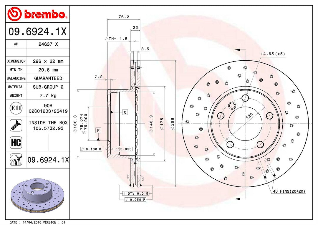 Brembo 0969241XC02 Brake Rotor
