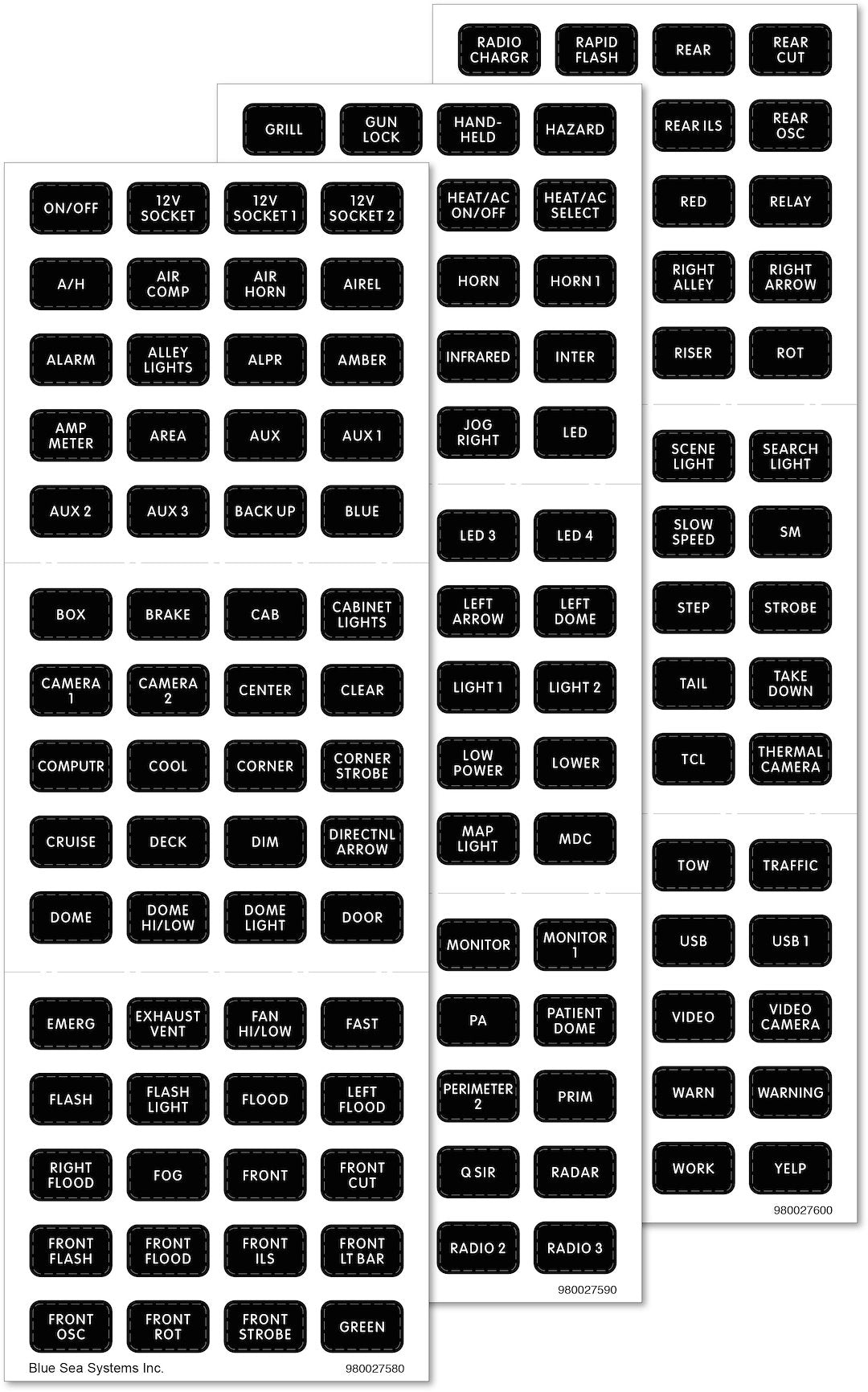 Blue SEA Reinforced Weatherproof Material Multi Purpose Label 7870-BSS - Small Kit EV Format 180 PK