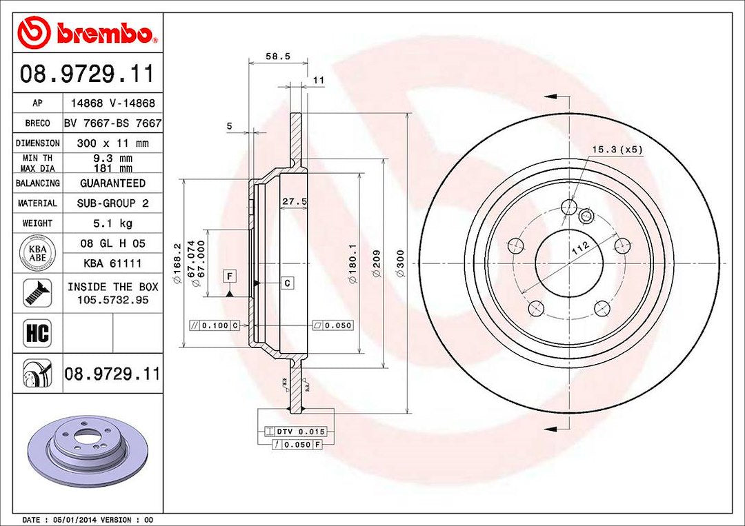 Brembo Components Not Hazardous To Health Brake Rotor 08972911C02 - Disc