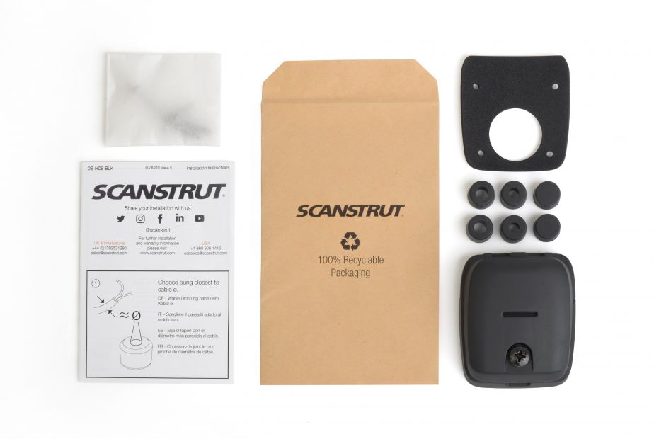 Scanstrut Clean And Simple Design Cable Gland DS-HD6-Black - Black DS-HD6-Black Horizontal Double DS-HD6-BLK