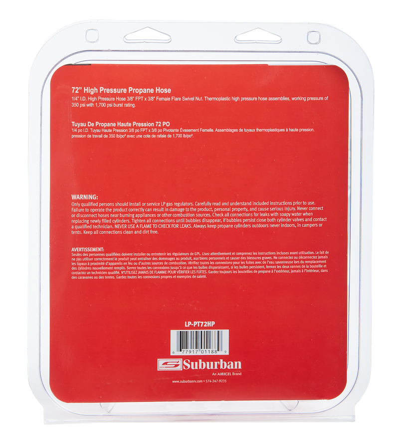 Suburban MFG Features Thermal Protection Propane Hose 523011 - 72 LP Gas High Pressure