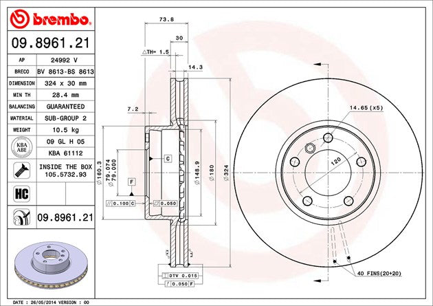 Brembo 09896121C02 Brake Rotor