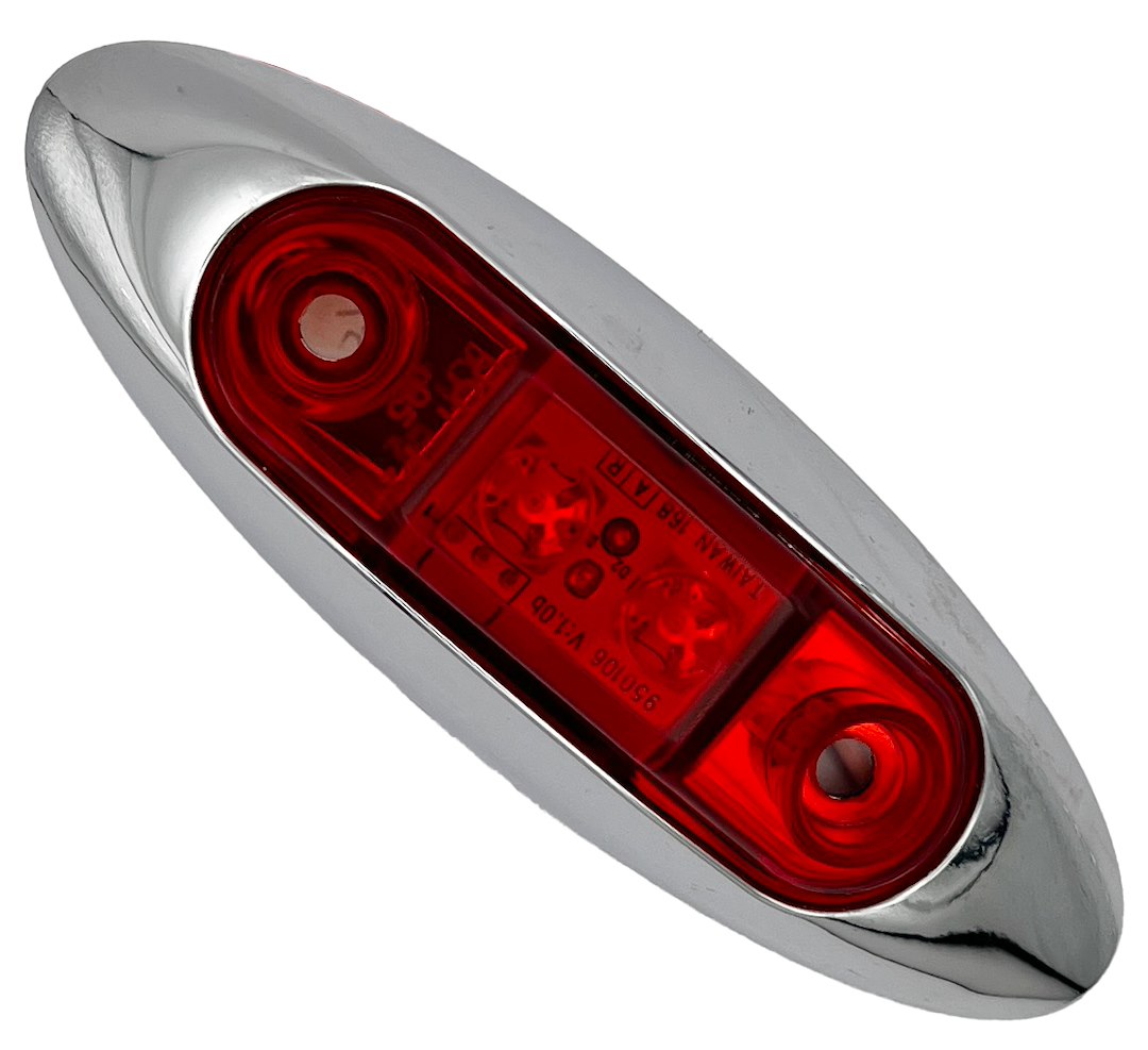 RV Designer Meets DOT Lighting Requirements Trailer Light L933 - Red Chrome Oblong Bezel Led Mark