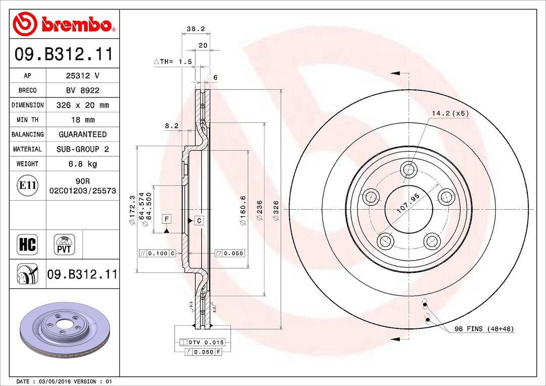 Brembo Components Not Hazardous To Health Brake Rotor 09B31211C02 - Disc