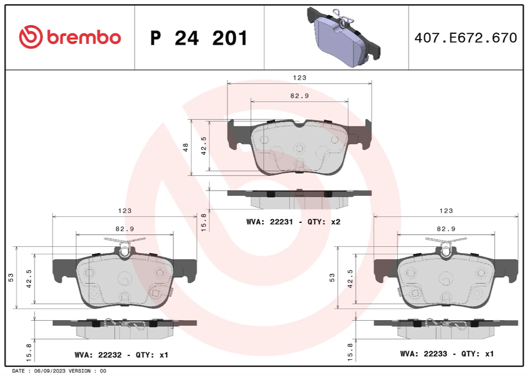 Brembo Premium Low-Met OE Equivalent Pad Brake Pad P24201 - Discbrakepadset Lowmetal