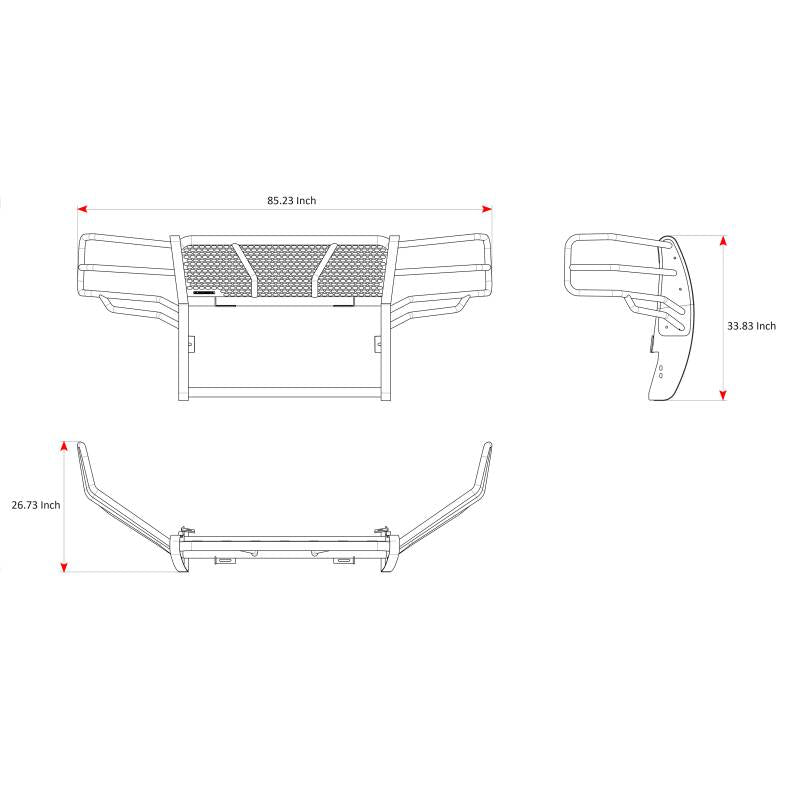 Black Horse Patent Approved Grille Guard RU-Chsi11-B-PLFR - Black Rugged HD Kit