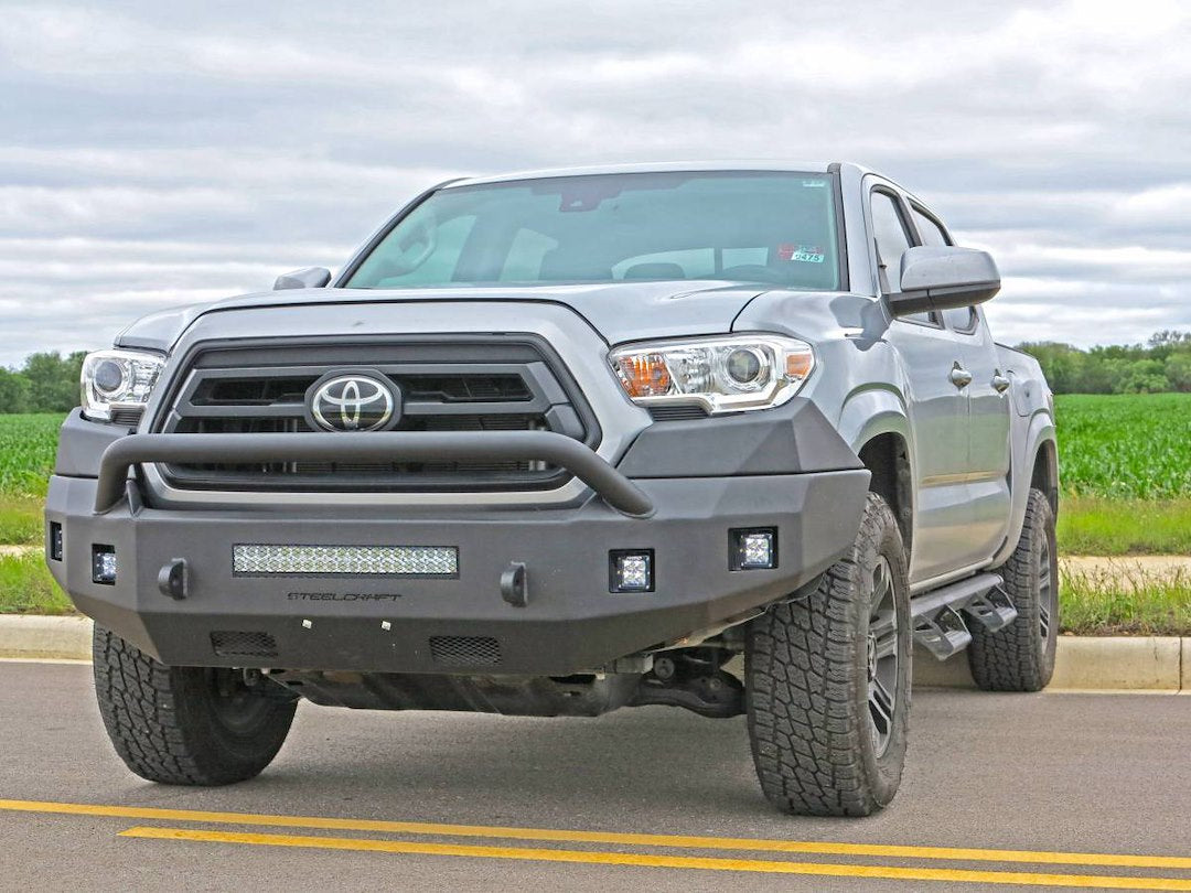 Steelcraft Convenient D-Ring Shackle Mounts Bumper 71-13420HP - Black 16-23 Tacoma Textured Fortis