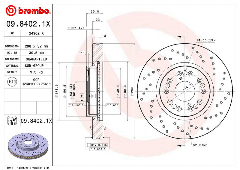 Brembo 0984021XC02 Brake Rotor