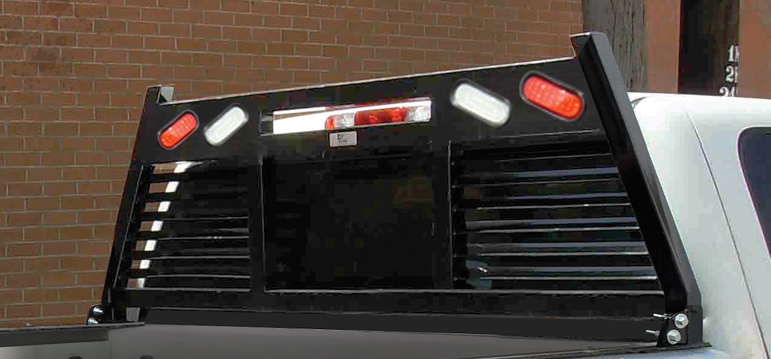 Cattleman Provides Security For Moving Cargo Headache Rack FR212LBO - HD Bolt Window Cut OUT BE