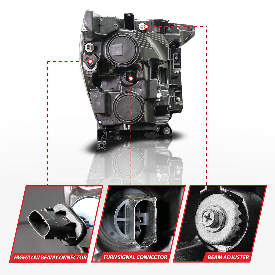 Anzo Easy To Install Headlight Assembly 111594L - Black Led HL F150 Driver Side 21-23