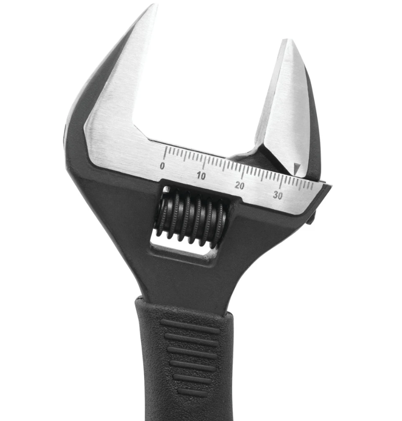 Perform Tool Knurled Handle For Superior Comfort Adjustable Wrench W30622 - Wide Mouth