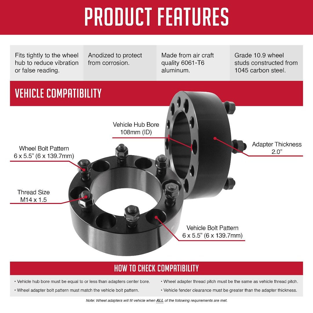 Revolution CNC Lathes And Milling Machines Wheel Adapter 6550-6550-E108-14 - Adap-6X5.5-5.5 2.00 108M M14