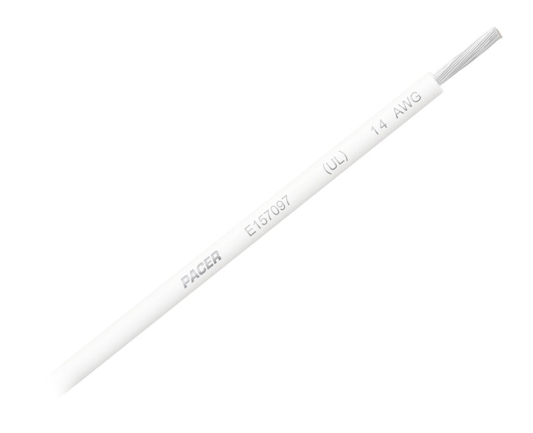 Pacer No Supplier Warranty Primary Wire WUL14WH-100 - 14 Awg UL WH TC 100FT RL