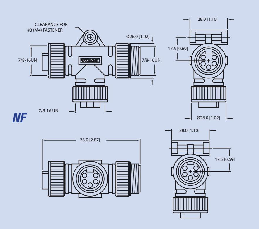 Maretron No Supplier Warranty Marine Network Cable Connector NM-NF-NF - Mini Tee