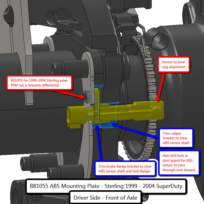 Artec Indust Improved Sensor Feedback ABS Wheel Speed Sensor Bracket BB1055 - Mounting Plates Sterline 99-24